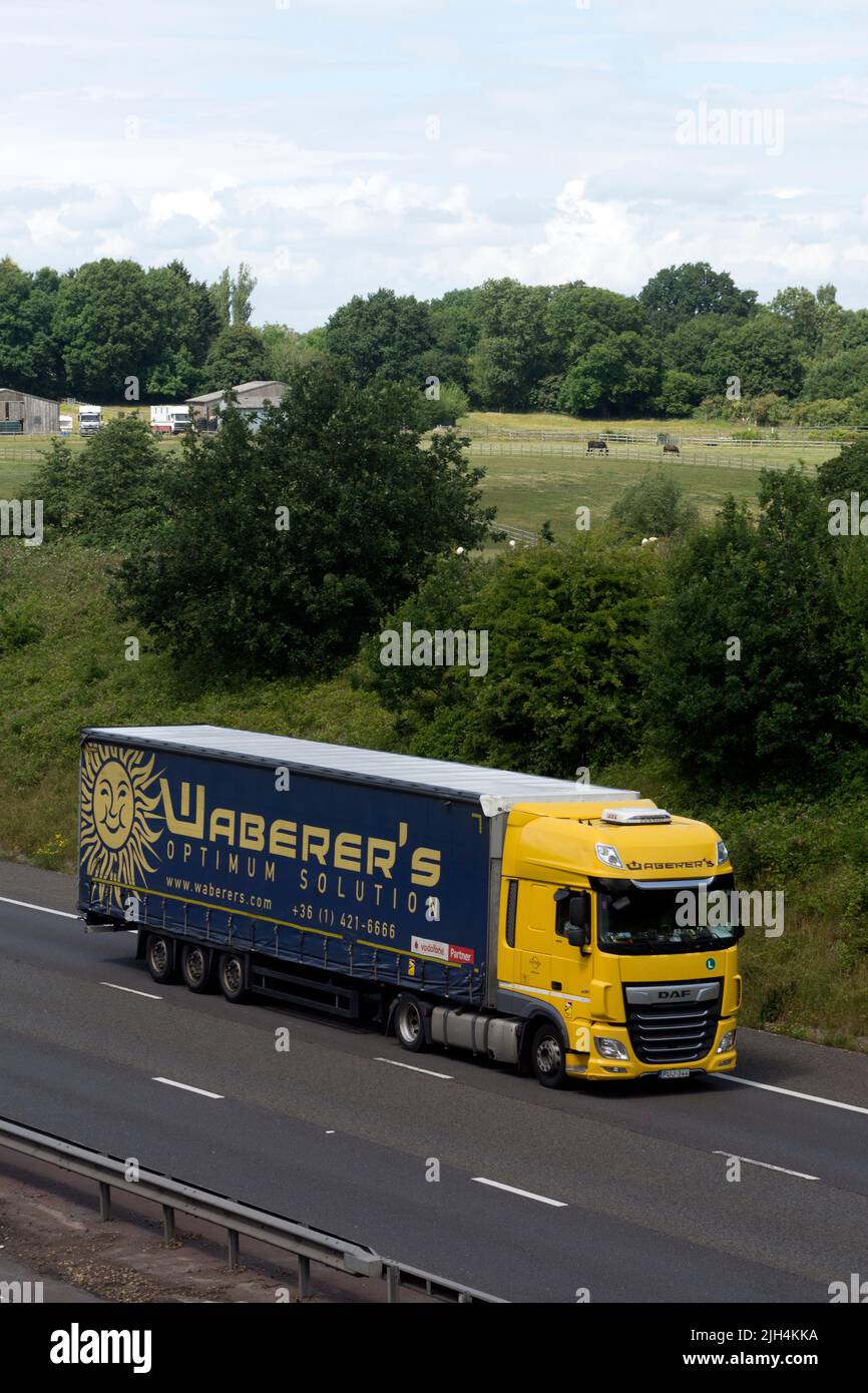 Waberer`s lorry on the M40 motorway, Warwickshire, UK Stock Photo